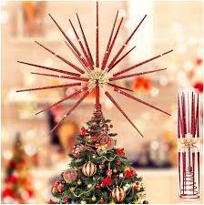 VWAERR 13.8 Inch Red Christmas Burst Tree Topper Glittered 3D Burst Plastic Tree Topper Exploding Star Christmas Decoration for Home Ornaments Holiday Party Supplies