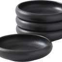Uaral Matte Black Salad Plate,Dinner Plates and Bowls Set,Stoneware Dessert Plate Set,Appetizer Plates Set of 4,5.5 inch,14 oz(Color Clay and White)