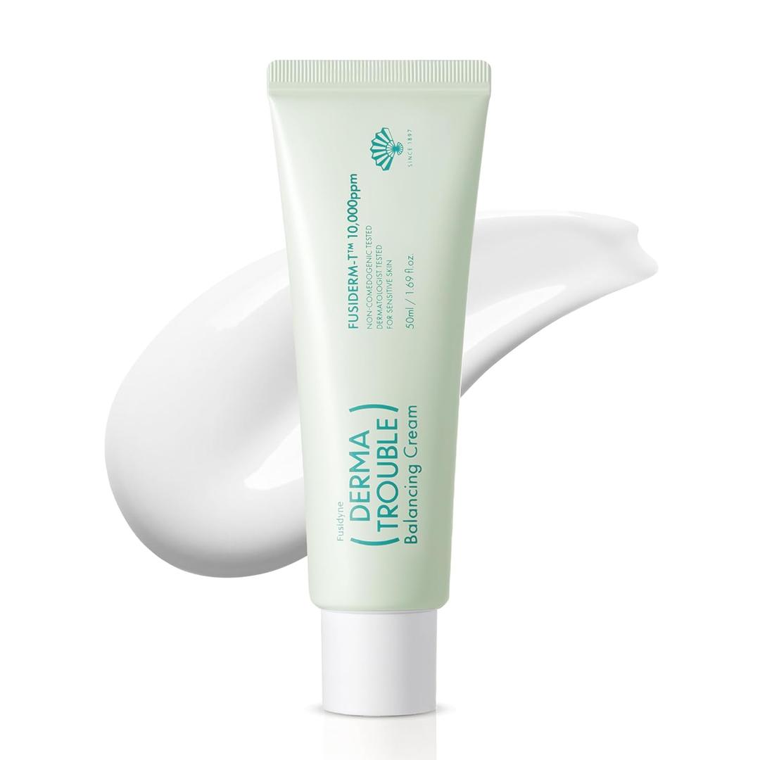 2 x Derma Trouble Balancing Cream (1.7 fl oz) 10,000ppm Fusiderm-T - Face Moisturizer for Acne Prone Skin - Lightweight Hydrating Facial Cream with Sebum-Control - Korean Skincare