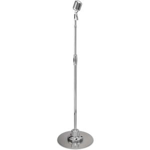 Pyle Retro Microphone, Classic Vintage Style, Unidirectional Audio, Adjustable Stand, XLR Cable, Silver Finish, Dynamic Vocal Performance Mic with 49-69” Swing Stand and Detachable Microphone