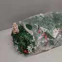 9FT Flocked Christmas Garland, Artificial Snowy Xmas Garland, Indoor Outdoor Winter Garland with Pine Cones and Red Berries for Christmas Decorations Table Mantle Room