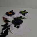 JOYIN 23.6'' 3PCS Halloween Hanging Ghosts Decorations Outdoor, Warm Light Up Ghosts Tree Decor with Witch Hat & Timer, Glowing Halloween Decorations for Yard Patio Garden Outside Haunted House Party