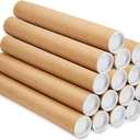 LOEQIAN 16 PCS 2 x 16 Inch Kraft Mailing Tubes with Caps, Mailers Poster Shipping Tubes, Cardboard Mailing Tubes for Shipping, Storing, Mailing, Blueprints, Posters