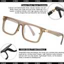 Fashion Square Glasses for Women Men Flat Top Square Blue Light Glasses Non-Prescription Clear Lens Eyeglasses (Clear Brown)