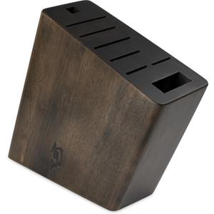 Shun Angled Knife Block, 8 Slot Wooden Knife Holder, Made from Genuine Dark-Stained Wood, Kitchen Storage for Professional and Home Chefs
