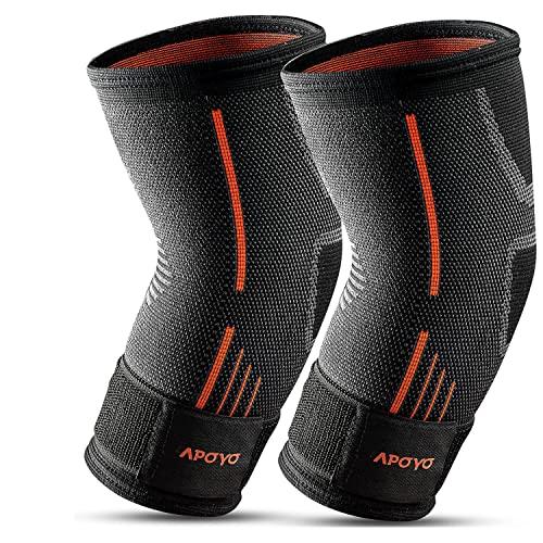 APOYO Elbow Brace for Tendonitis and Tennis Elbow, (Pair) Compression Sleeve for Arthritis, Workouts, Reduce Joint Pain During Fitness Activity (Medium)