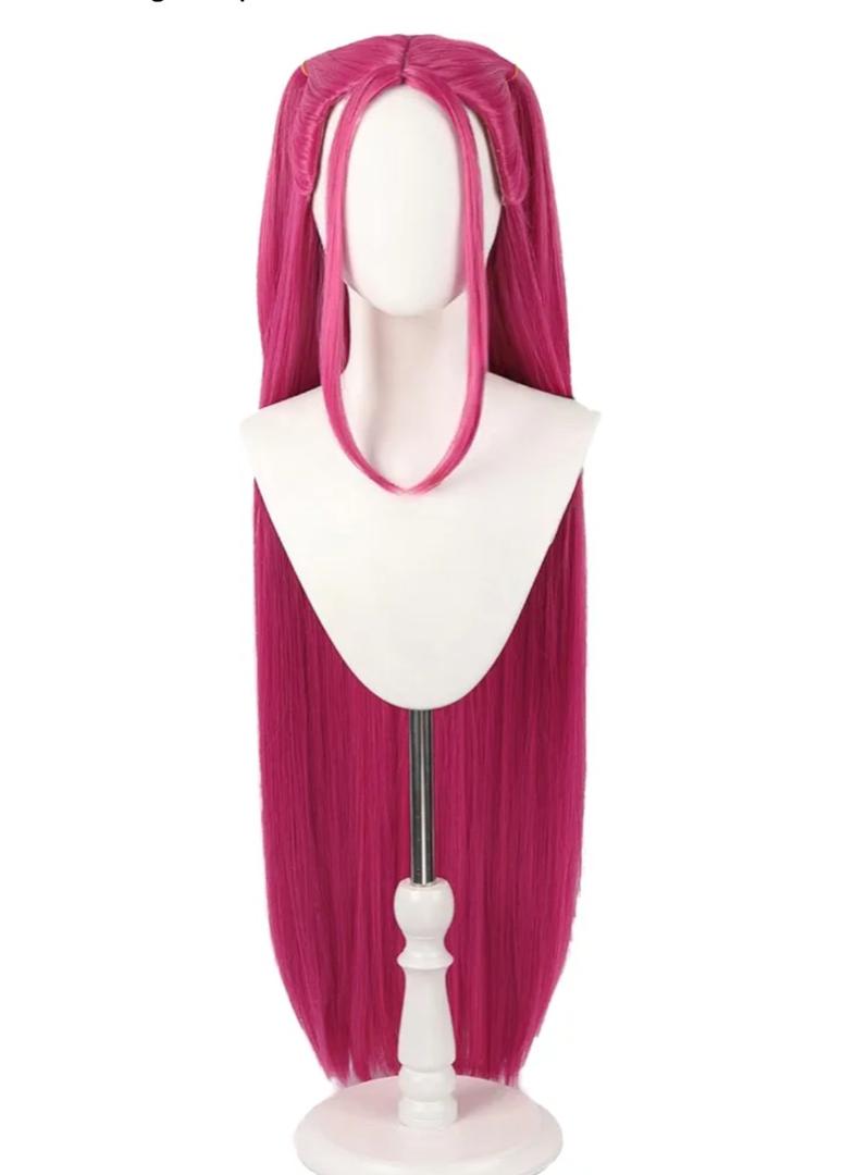 Pink Wig Synthetic Mardi Gras Long Wig – 37-Inch Dance Costume for Halloween Parties, Stage Performances & Themed Events (Pink)