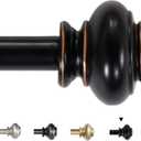 H.VERSAILTEX Window Curtain Rods for Windows 66 to 120 Inches Adjustable Decorative 3/4 Inch Diameter Single Window Curtain Rod Set with Classic Finials, Black (66"-120")