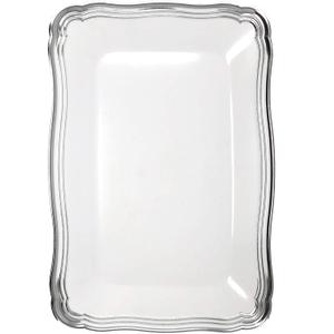 DecorLine Stylish Aristocrat Collection White/Silver Serving Trays - 13 x 9 (Pack of 2) - Durable Quality - Perfect for Entertaining & Events