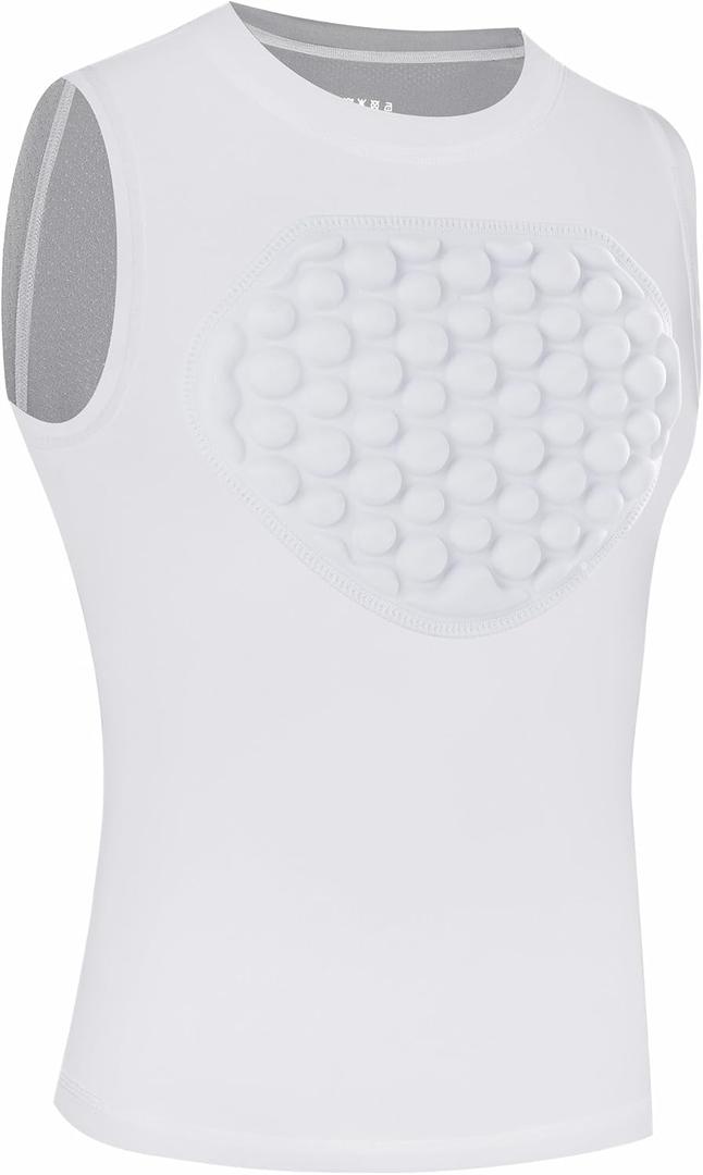 Runhit Youth Baseball Chest Protector Softball Lacrosse Football Padded Compression Shirt Heart Guard Sternum Protection (X-Large, Gray)