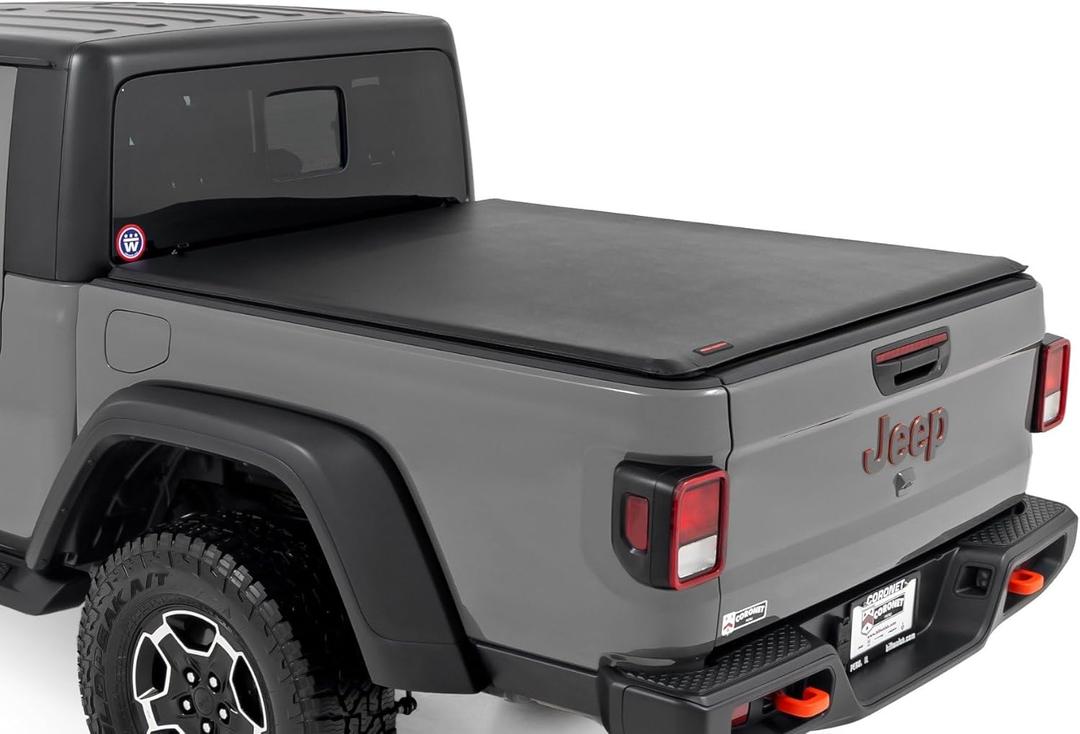 Rough Country Soft Roll-Up Truck Bed Cover for Jeep Gladiator (2020-2025) - Fits 5' (60.3") Bed, Weatherproof Tonneau Covers