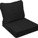 AAAAAcessories Outdoor Seat Cushions for Chairs, Fade-Resistant, Waterproof Patio Furniture Replacement Cushions, 21" x 21" x 3" + 21" x 17", Charcoal Black