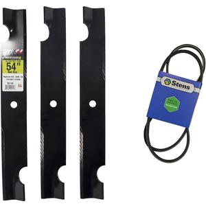 Maxpower 561149B 3 Blade Set for 54" Cut Bad Boy Mowers, Replaces OEM no. 038-0005-00, Black & Stens New OEM Replacement Belt 266-164 Compatible with Bad Boy CZT, MZ