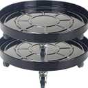 16 Inch Heavy Duty Plant Stand on Wheels, Round Plant Caddy with Wheels for Indoor & Outdoor Use, Metal Rolling Tray for Potted and Small Furniture (Black 2 Pcs)
