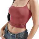 SUUKSESS Women Double Line Square Neck Tank Top Summer Y2K Going Out Basic Cami Shirt (Red, L)