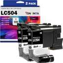 LC504 LC504BK Compatible Ink Cartridges Standard Capacity 600 Pages 2 Blacks for use INKvestment 1355 1365 1367 and MFC-J1355DW MFC-J1365DW MFC-J1367DW Printers