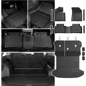 Floor Mats for Kia Sportage Gas 2026 2025 2024 2023(Not Fit PHEV & Hybrid), All Weather TPE Trunk Mat Cargo Liner with Backrest Mats & Door Sill Guards Car Mat Accessories