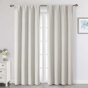 Natural Curtains for Bedroom Living Room 84 Inches Long 2 Panels Set, Soft Solid Light Filtering Thermal Insulated Curtains, Modern Rod Pocket Privacy Drape, Natural, Each 40" Wx84 L