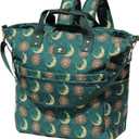 ESVAN Diaper Tote Bag Totepack Backpack Crossbody Bag 3 in 1 for Women Laptop Backpack Multifunctional with Insulated Pockets (Corduroy Dark Green Moon)