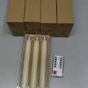 GenSwin Flameless Ivory Taper Candles Flickering with 10-Key Remote, Battery Operated Led Warm 3D Wick Light Window Candles Real Wax Pack of 6, Christmas Home Wedding Decor(0.78 X 9.64 Inch)