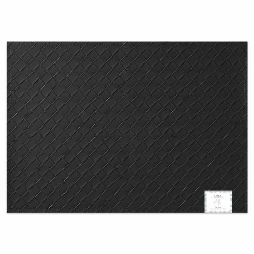 Lintex Woven Faux Leather Black Placemat 12 Pack, 12 inch×18inch, Black