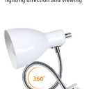 Desk lamp Eye-Caring Table Lamps, 360Rotation Gooseneck Clip on Lamp Reading Light Portable Reading Book Light Clamp Study Desk Lamps for Bedroom and Office Home Lighting (White)