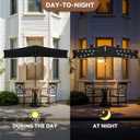 FLAME&SHADE 9 FT Solar Half Patio Umbrella with 25 LED Lights, Half Outdoor Umbrella with Button Tilt, Half Round Table Umbrella For Deck, Backyard, Balconies, Decks, Rvs, UV Protection (Black)