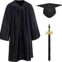 LDIWEE Shiny Kindergarten and Preschool Graduation Cap and Gown, Tassel and 2023 Charm (27, Black)