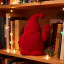 WDS WONDROUS Christmas Gnome Decorations Red, Flocked Gnomes Figurine Elf Waving Arm Christmas Table Decor for Home Office Shelf Tabletop Holiday Decoration (6.3") (set of 1)