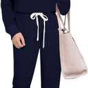 PRETTYGARDEN Women's Two Piece Loungewear Fall Casual Long Sleeve Tops Jogger Pants Pajama Sets Matching Outfits Clothing, Small