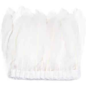 2 Yards Natural Goose Feathers Trim Sewing Fringe Fashion Dress Sewing 6-8inch for DIY Handicrafts Costumes Decoration, White