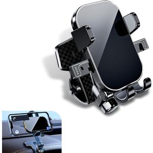 Dashboard Phone Holder, Multi-Angle Adjustment Noise-Free Anti-Shake Navigation Bracket, Portable Spring Clip Bracket with Anti-Scratch Silicone Protection, for Most Cars (Black)