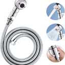 Shampoo Bowl Hose and Sprayer, 1/2 Nut Stainless Steel Salon Sink Hose with Spray Head Replacement Part to Attach Shampoo Bowl Faucet Vacuum Breaker, Dual Sprayer Model, One Click Water Stop Button