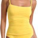 La Blanca Women's One Piece Swimsuit Island Goddess Shirred Side Women's Bathing Suit (16, Pineapple)
