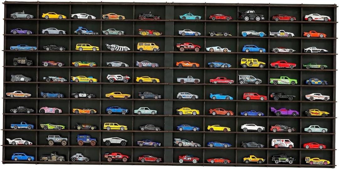 100 Car 1/64 Model Car Display Case,Toy Car Storage Organizer,Cars Storage Showcase, Wall Display Case,1/64 Display Case with Shelves,Wall Mounted Display Case,Toy Car Organizer (Black)