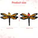FUNWILDLIFE Metal Dragonfly Wall Decor - 2 Pack 13.7" Novel Design Pumpkin-headed Dragonfly Decor for Outdoor, 2 Layer Metal Hanging Decoration for Garden Yard Living Room Bedroom Patio Balcony