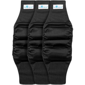 Paw Inspired 3-Count Reusable Male Dog Wraps, Washable Diapers for Male Dogs, Belly Bands for Incontinence, Surgery, Male Marking (XS Size, Black Color with Black Lining, Pack of 3)