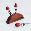 Wine Stopper Bottle Stopper - 3-pcs Wine Stopper and one stand For Gifts, Bar, Holiday Party, Wedding (Wood)