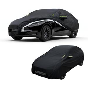 Safana Car Cover for Tesla Model Y Custom Fit Vehicle Cover [Upgrade 420D Oxford] Waterproof 7 Layers Durable Outdoor Full Car Cover Sun Rain UV Snow Protection with Charging Port Door Zipper