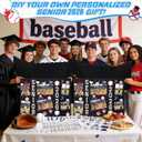 Resurhang 4 Set 24''x16'' Baseball Senior Night Gifts Senior 2026 Trifold Poster Board Photo Display Board with 12 Sheet Sports Themed Stickers for Graduation Picture Frame Sport Theme Party Supplies