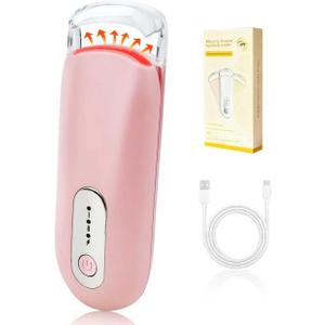 Heated Eyelash Curler for Natural Lashes 2-Level Adjustable Temperature Mini Electric Lash Curler Fast 3-Second Heat Up 24 Hours Long-Lasting Curl (Pink)