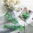 Hewory Glass Candlestick Holders Set: 3PCS Green Candle Holder Taper Candle Holders Bulk, Crystal Ribbed Candle Sticks Holder Decor for Table Centerpiece Wedding Christmas Thanksgiving Dinner