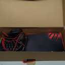 BlueFinger Gaming Keyboard Mouse Headset Combo, USB Wired Crack Backlit,114 Keys Letters Glow LED Keyboard, Red LED Light Headset for Laptop PC Computer Work and Game