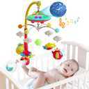 Eners Baby Crib Mobile with Music and Lights, Mobile for Crib with Remote Control, Rotation, Moon and Star Projection, Baby Crib Toys for Boys Girls (Red)