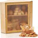 VEVOR Corner Bread Box for Kitchen Counter, Double Layer Large Capacity Bamboo Bread Storage Container, Farmhouse Wooden Breadbox for Homemade Bread, Storage Holder Bin with Acrylic Wavy Door, Natural