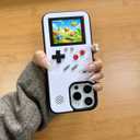 Game Case for iPhone 15 Plus Retro Video Game Phone Case Playable Design, Shockproof Funny Gaming Cover for iPhone, Classic Creative Gamer Birthday Gifts, White
