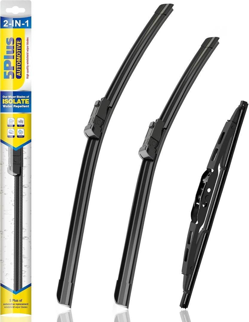 5 PLUS Silicone Windshield Wiper Blades Replacement for 2017-2010 GMC Terrain / 2017-2010 CHEVY Equinox Wiper Blades(Set of 3),Automotive Replacement Windshield Wiper Blades-24"/17"/13"