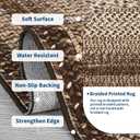 RUGSREAL Large Bedroom Rug 6x9 Machine Washable Area Rug Braided Print Boho Accent Carpet Throw Floor Cover Farmhouse Rustic Rug Geometric Bordered Braided Carpet for Living Room Home Office, Brown