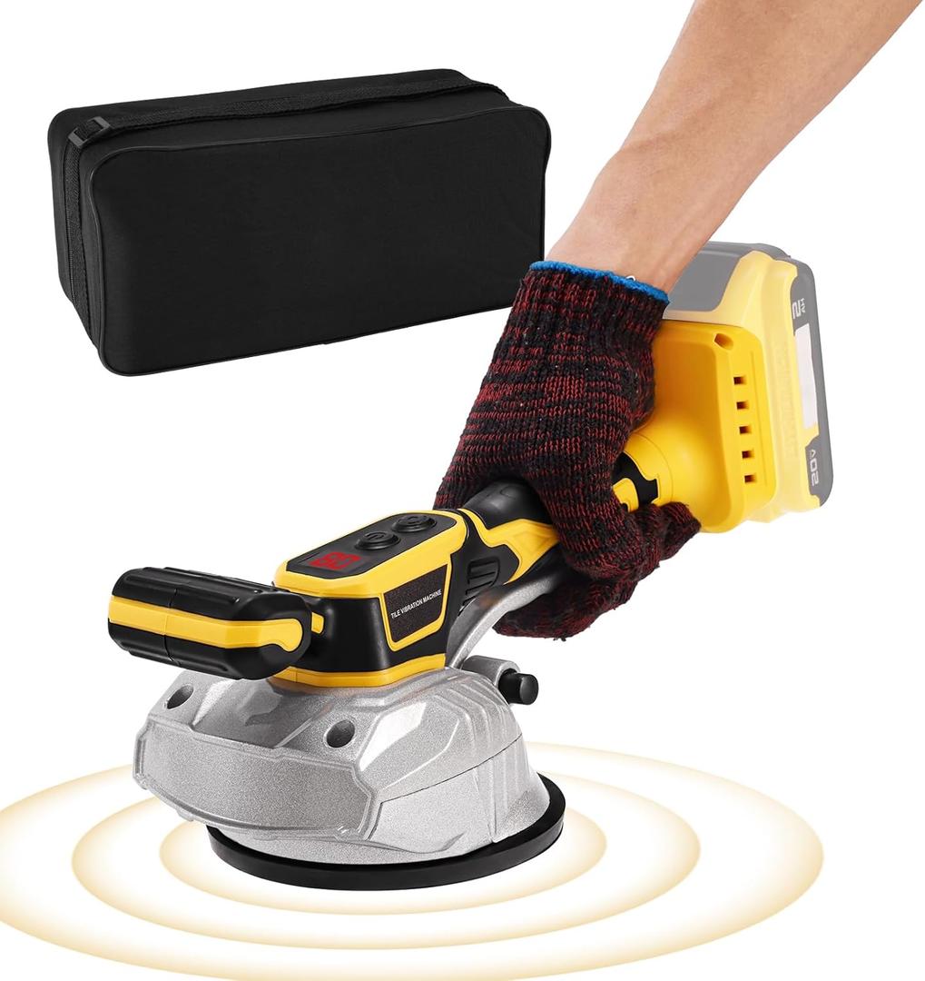 Tile Vibration Tool for De-walt 20V Max Battery, Labfintom Vibration Leveling Machine with 8 Adjustable Speed, Suction Cup, Package Bag Include for Floor, Tile, Wall (Tools Only)