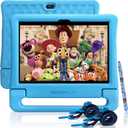 Dragon Touch Kids Tablet 10 inch IPS HD Display Android Tablets with 32GB Storage, 2GB RAM, Quad Core Processor, KIDOZ Pre-Installed, Kid-Proof Case, Shoulder Strap and Stylus, WiFi Only – Blue
